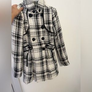 Black and white pea coat.